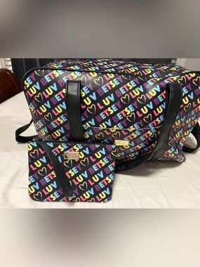 Betsey Johnson Weekender and Wrislet (2 Pieces) Multicolor LUV Logo